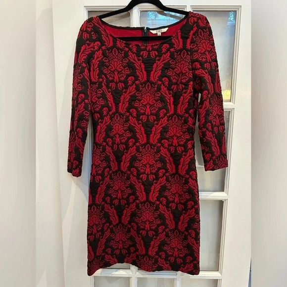 BB Dakota Red & Black Damask Tapestry Jaquard Whimsigoth Quilted Dress Size L - Picture 10 of 10